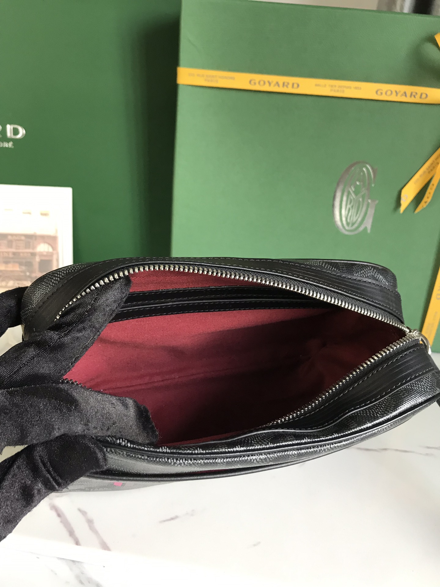Goyard Cup Vert PM Shoulder Bag black Leather Cloth