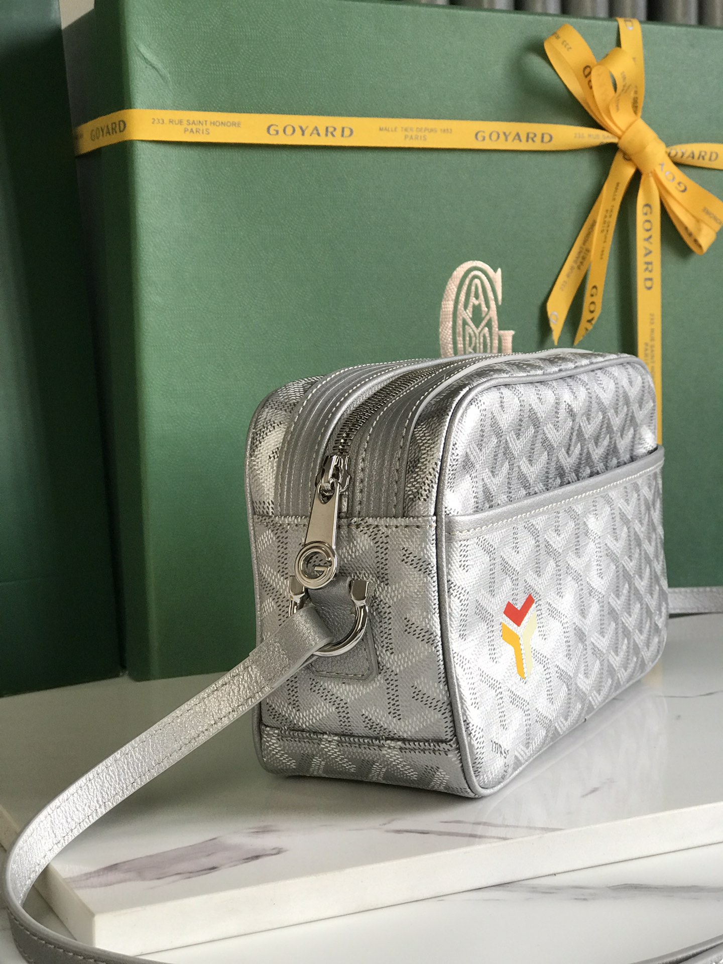 Goyard Cup Vert PM Shoulder Bag gray Leather Cloth
