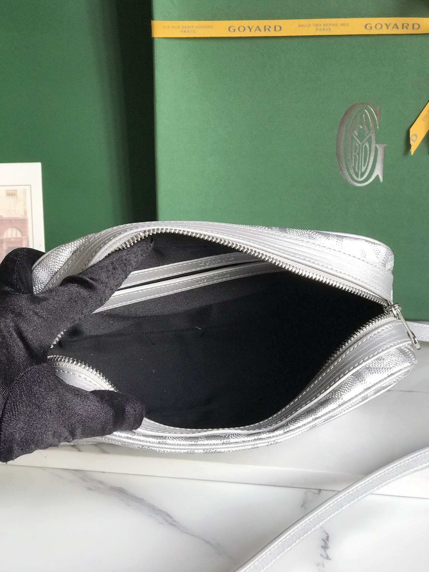 Goyard Cup Vert PM Shoulder Bag gray Leather Cloth