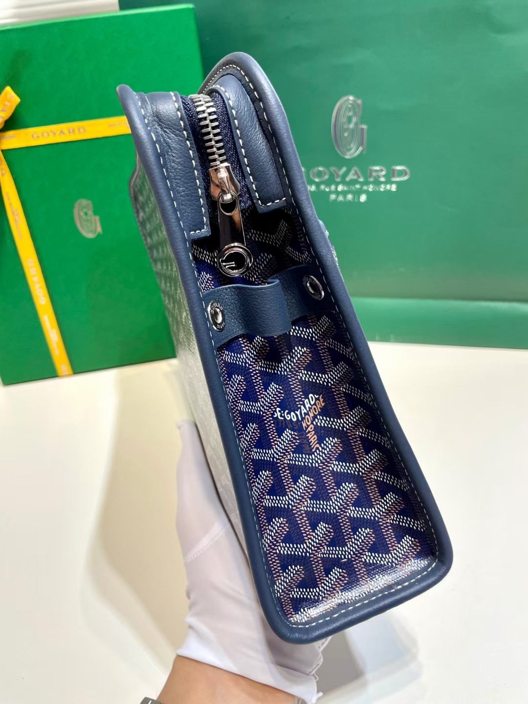 Goyard Jouvence Toiletry Pouch Goyardine GM Blue in Coated