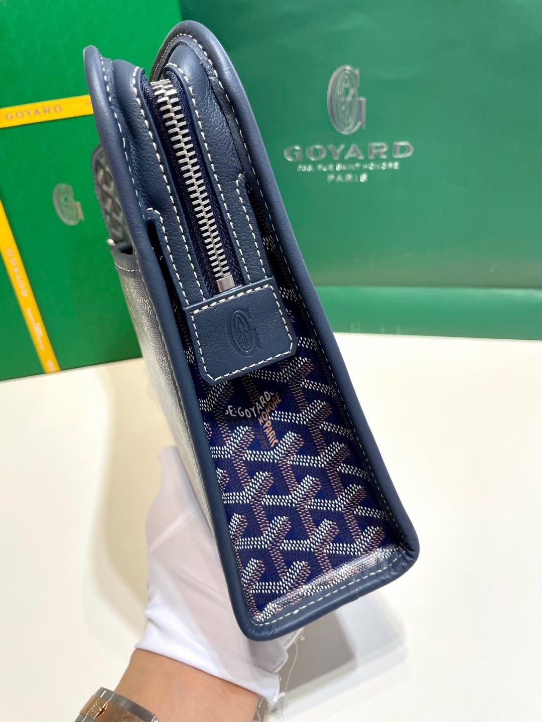 Goyard Jouvence Toiletry Pouch Goyardine GM Blue in Coated