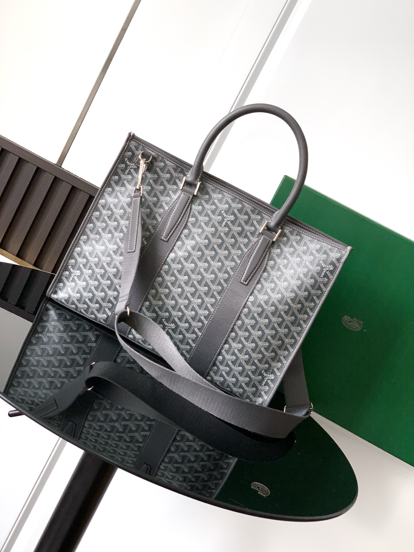 GOYARD Goyardine Calfskin Morvan Document Case gray