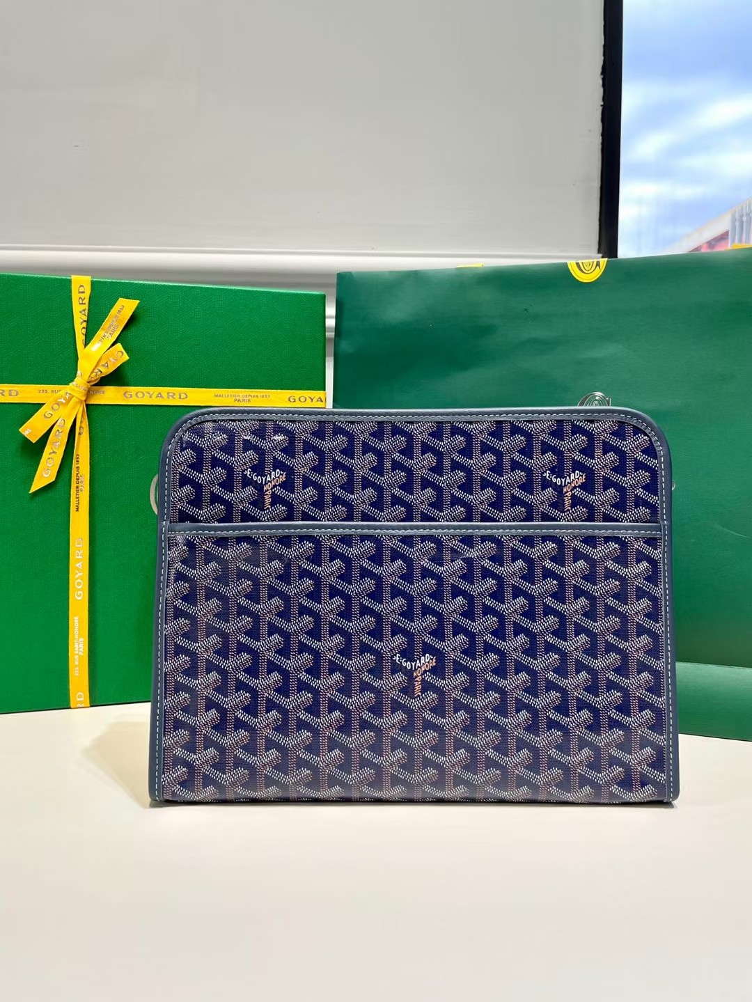 Goyard Jouvence Toiletry Pouch Goyardine GM Blue in Coated