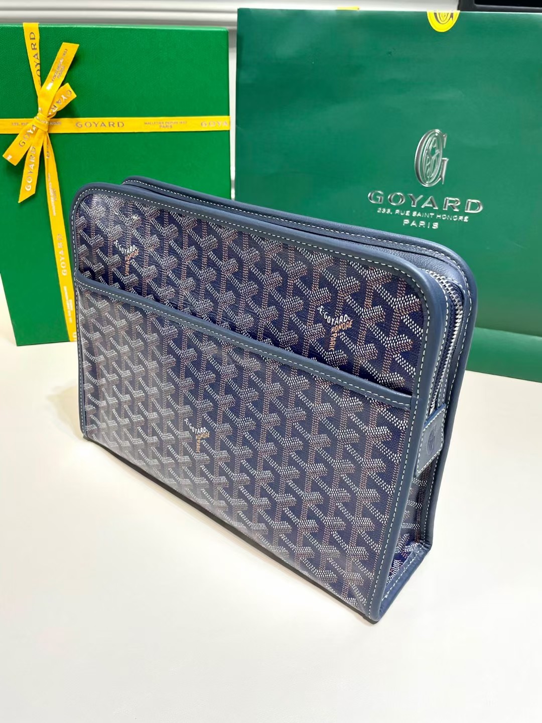 Goyard Jouvence Toiletry Pouch Goyardine GM Blue in Coated