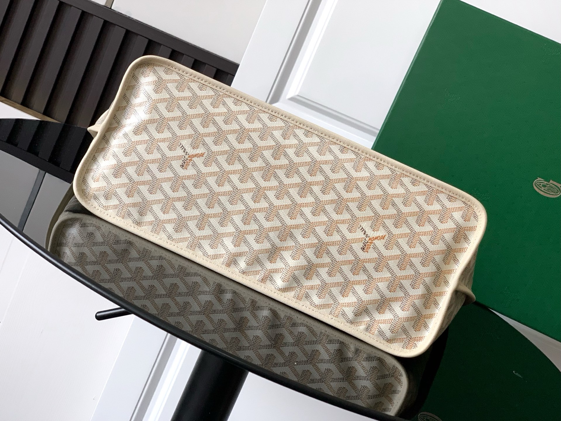 Goyard White Goyardine Coated Canvas and Leather Saint Louis