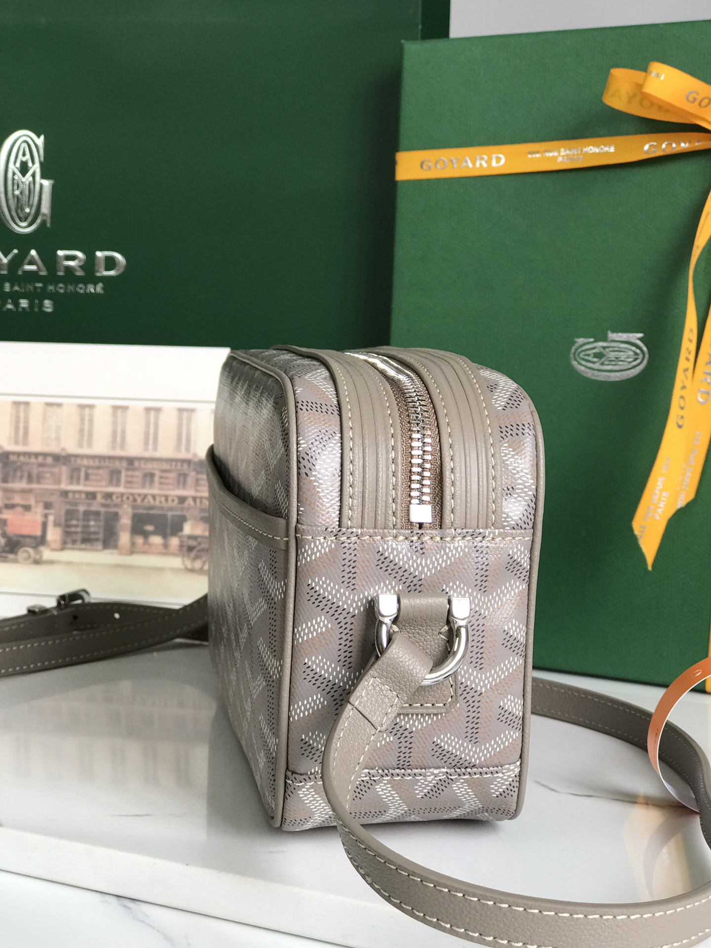 Goyard Cup Vert PM Shoulder Bag brown Leather Cloth