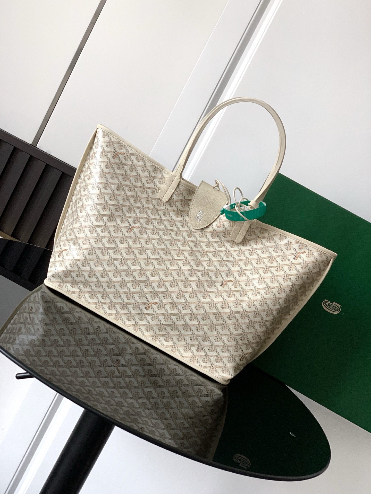 Goyard White Goyardine Coated Canvas and Leather Saint Louis