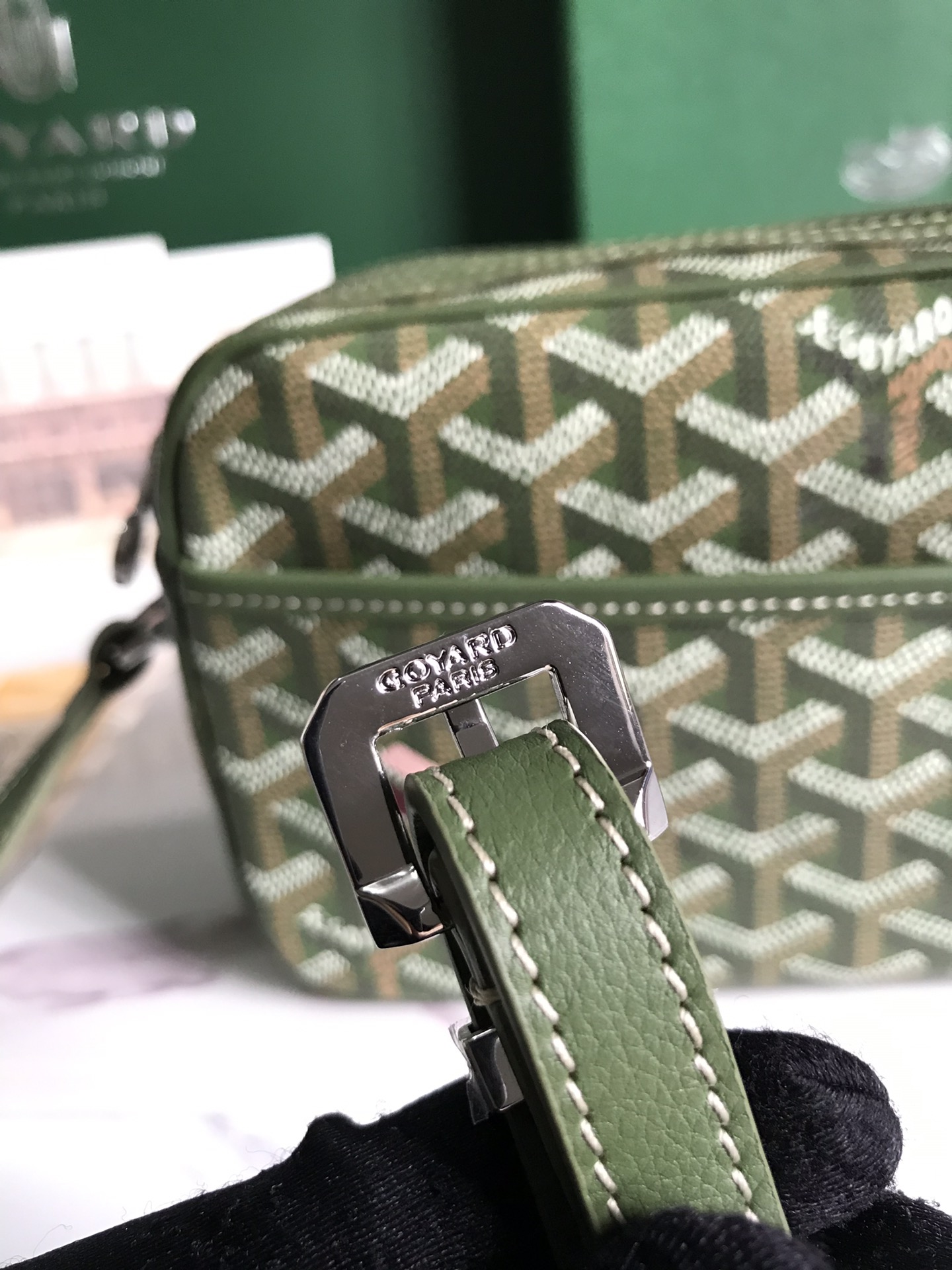 Goyard Cup Vert PM Shoulder Bag green Leather Cloth