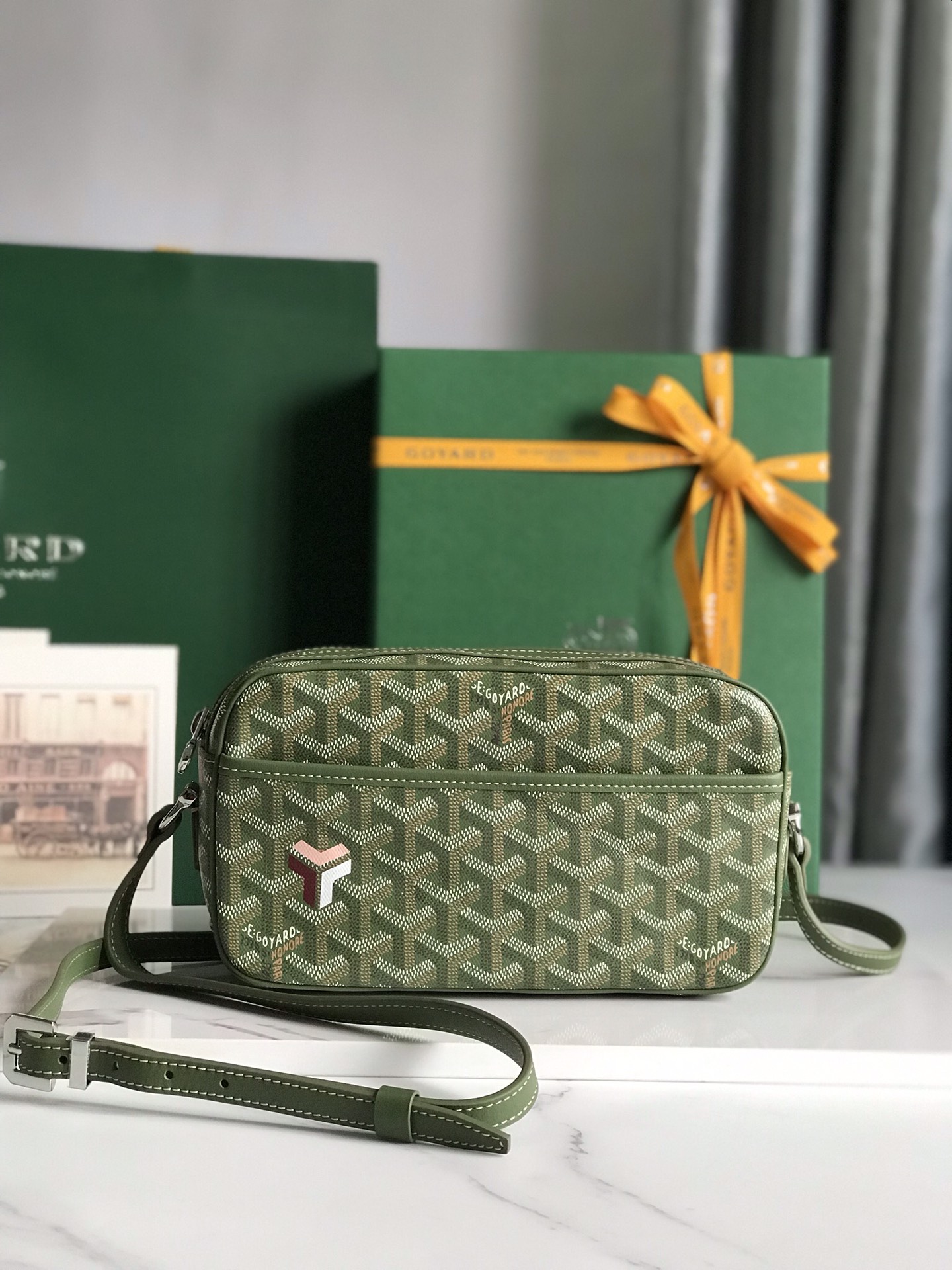 Goyard Cup Vert PM Shoulder Bag green Leather Cloth