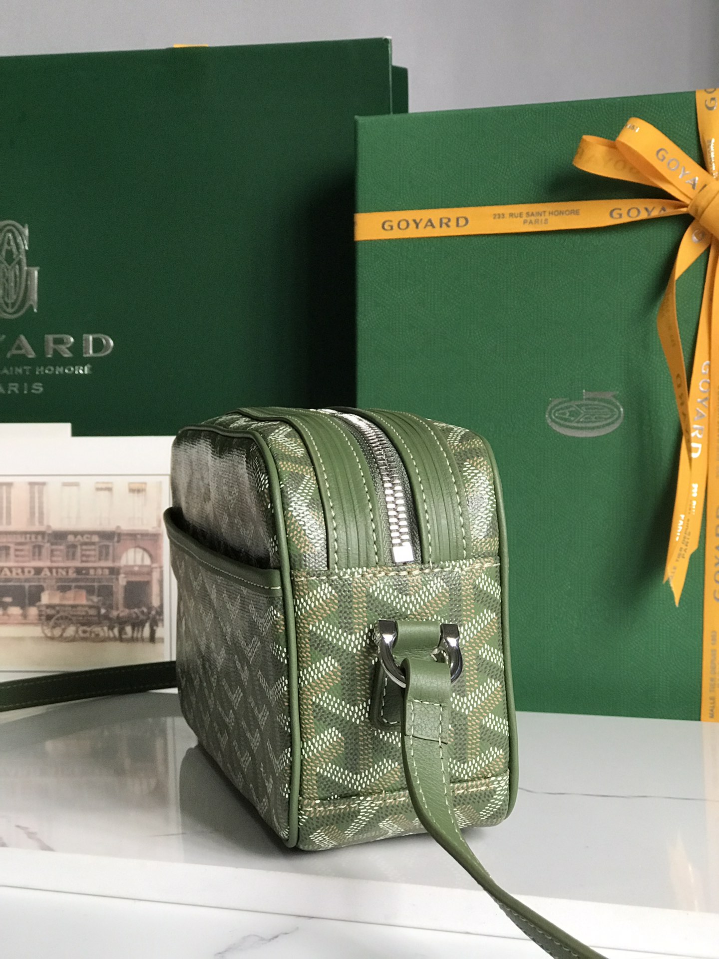 Goyard Cup Vert PM Shoulder Bag green Leather Cloth