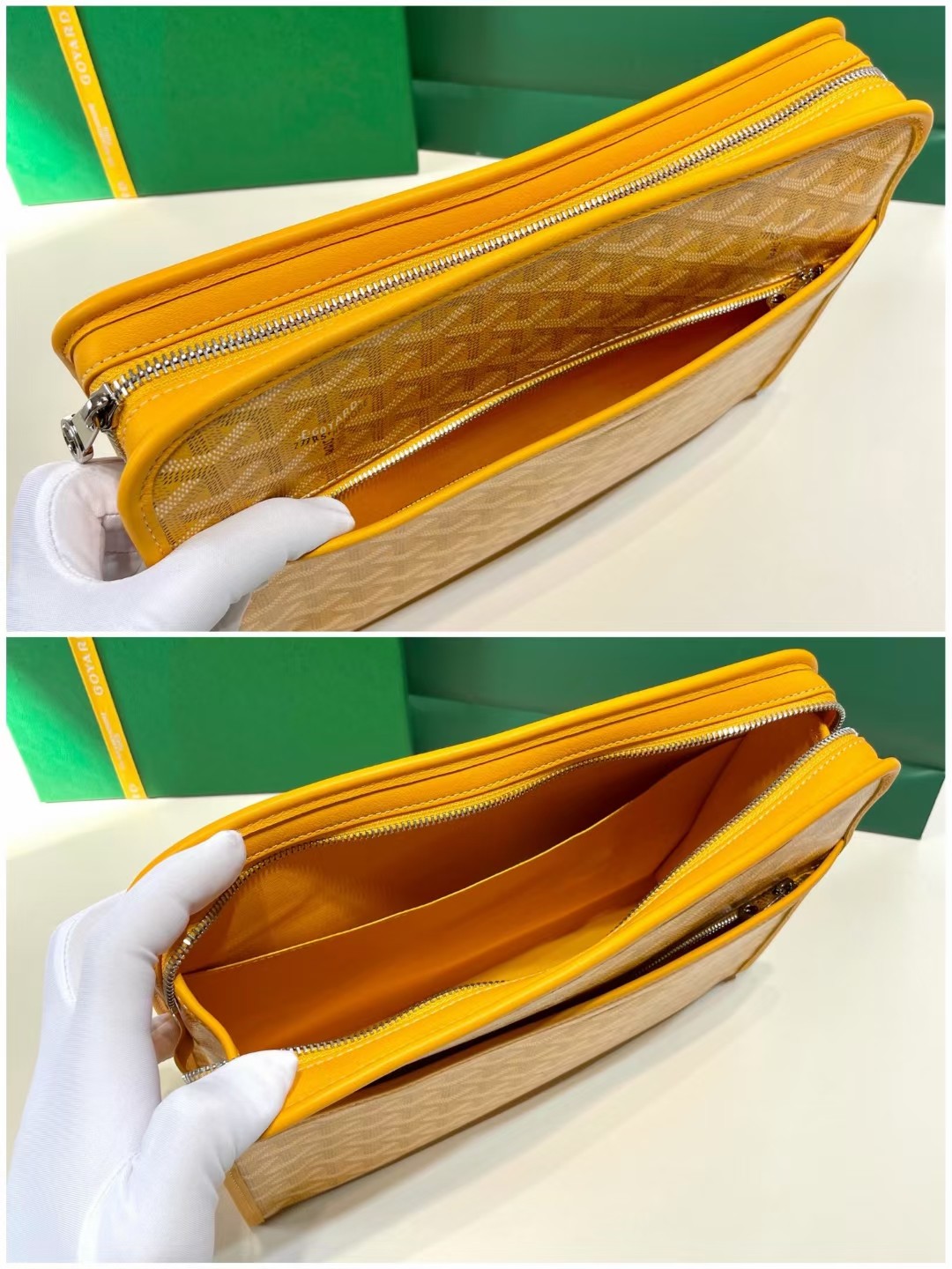 Goyard Jouvence Toiletry Pouch Goyardine GM yellow in Coated