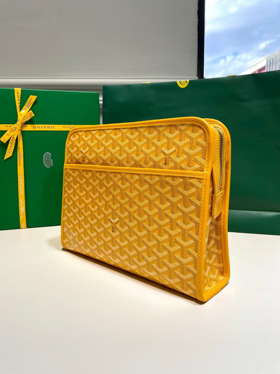 Goyard Jouvence Toiletry Pouch Goyardine GM yellow in Coated