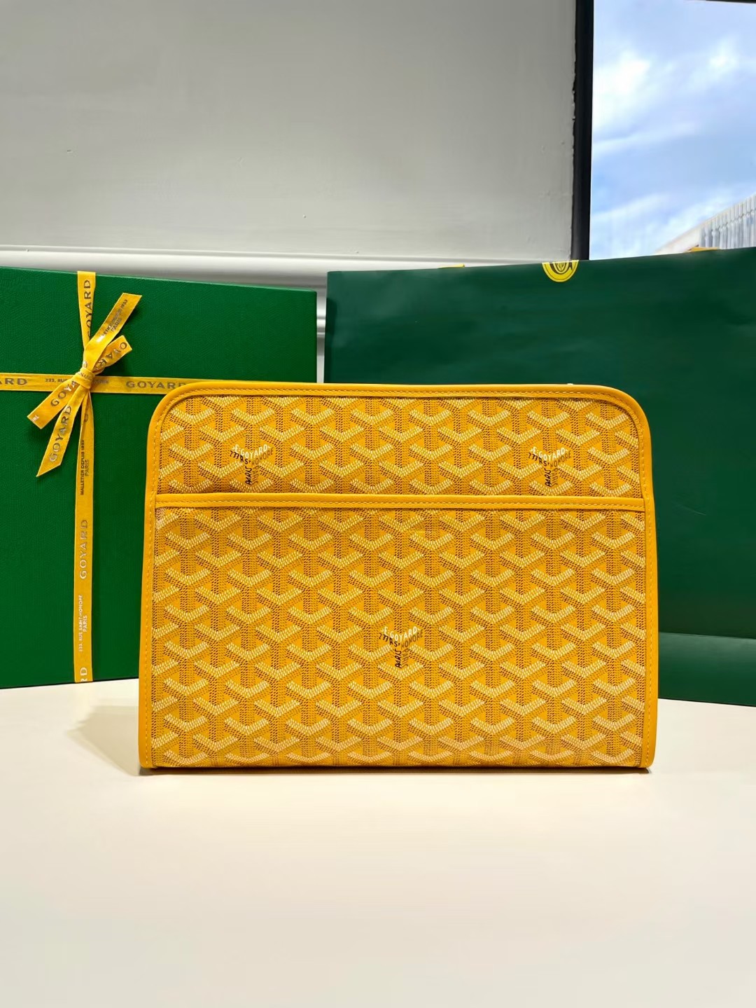 Goyard Jouvence Toiletry Pouch Goyardine GM yellow in Coated