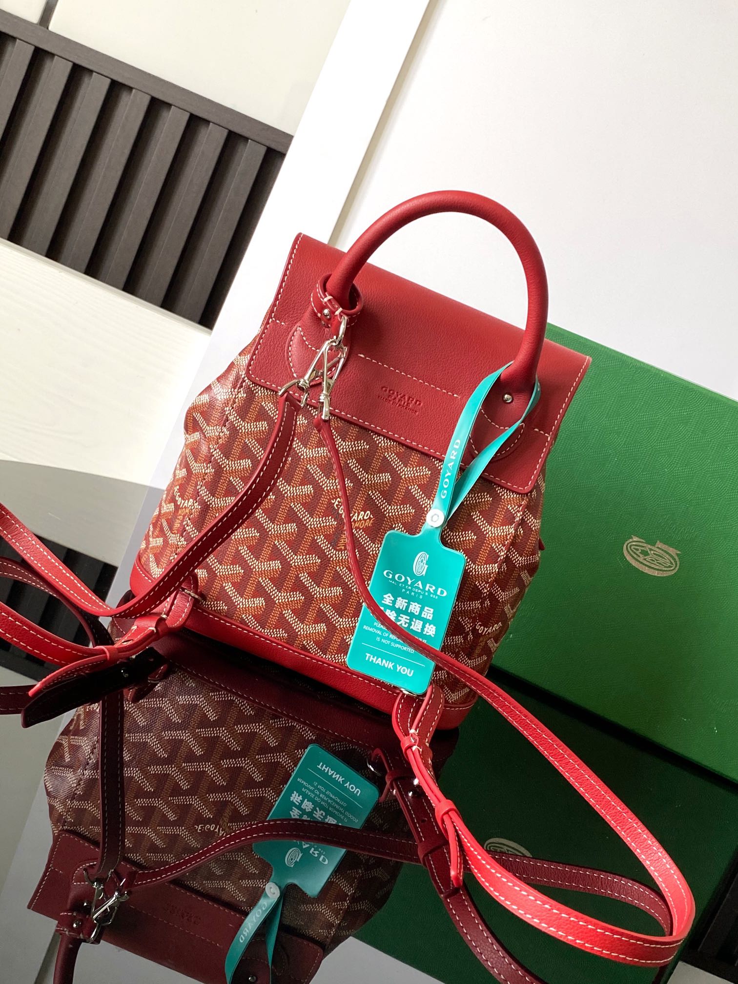 GOYARD Goyardine Calfskin Mini Alpin Backpack Red 138375