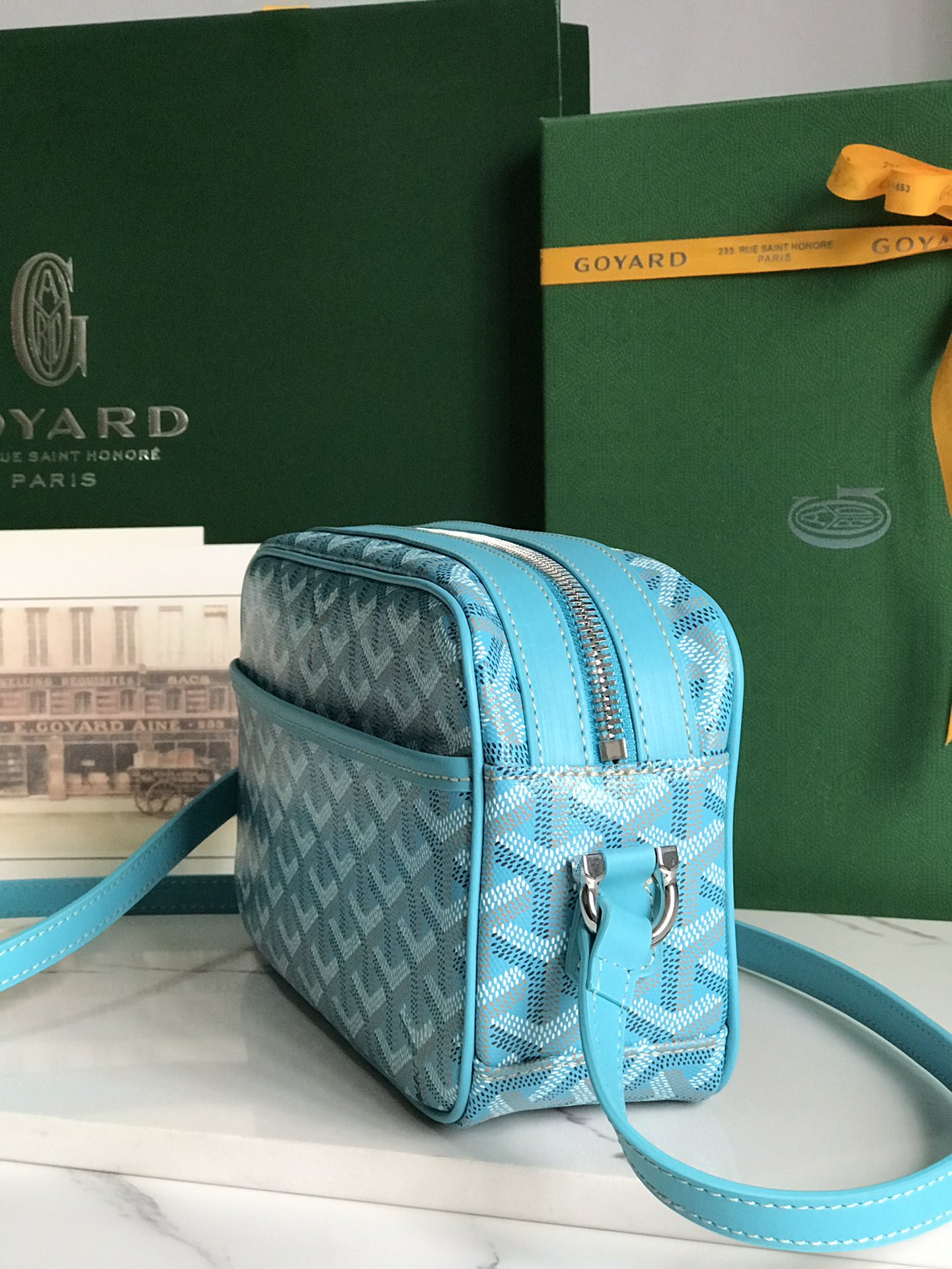 Cap vert cloth handbag Goyard blue sky in Cloth - 51067715