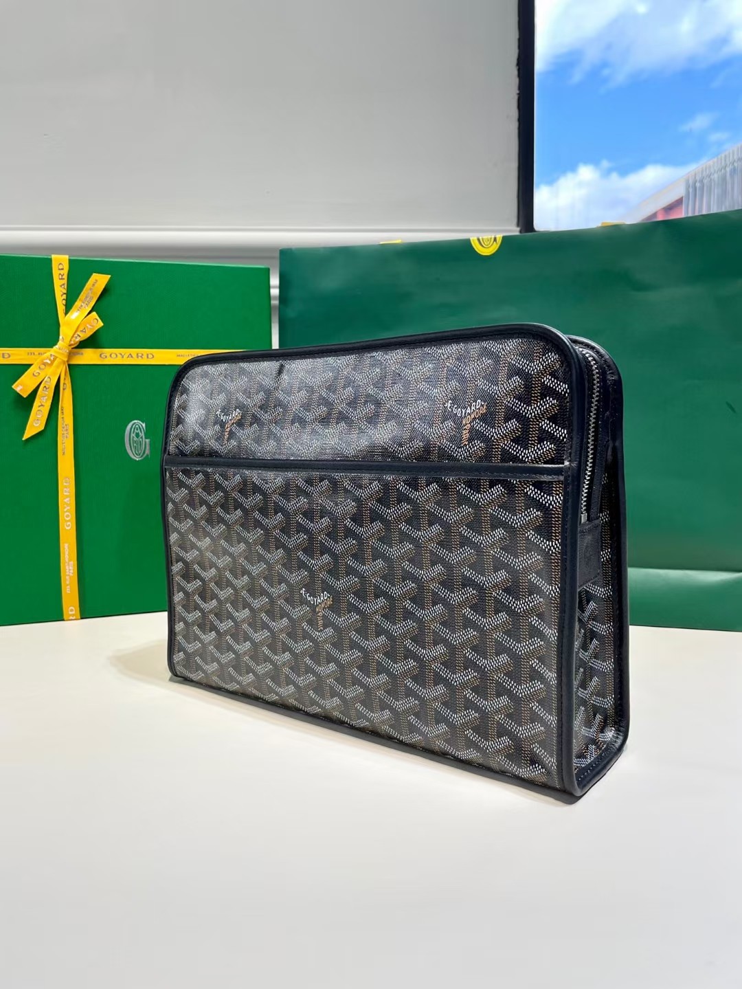 Goyard Jouvence Toiletry Pouch Goyardine GM Black in Coated