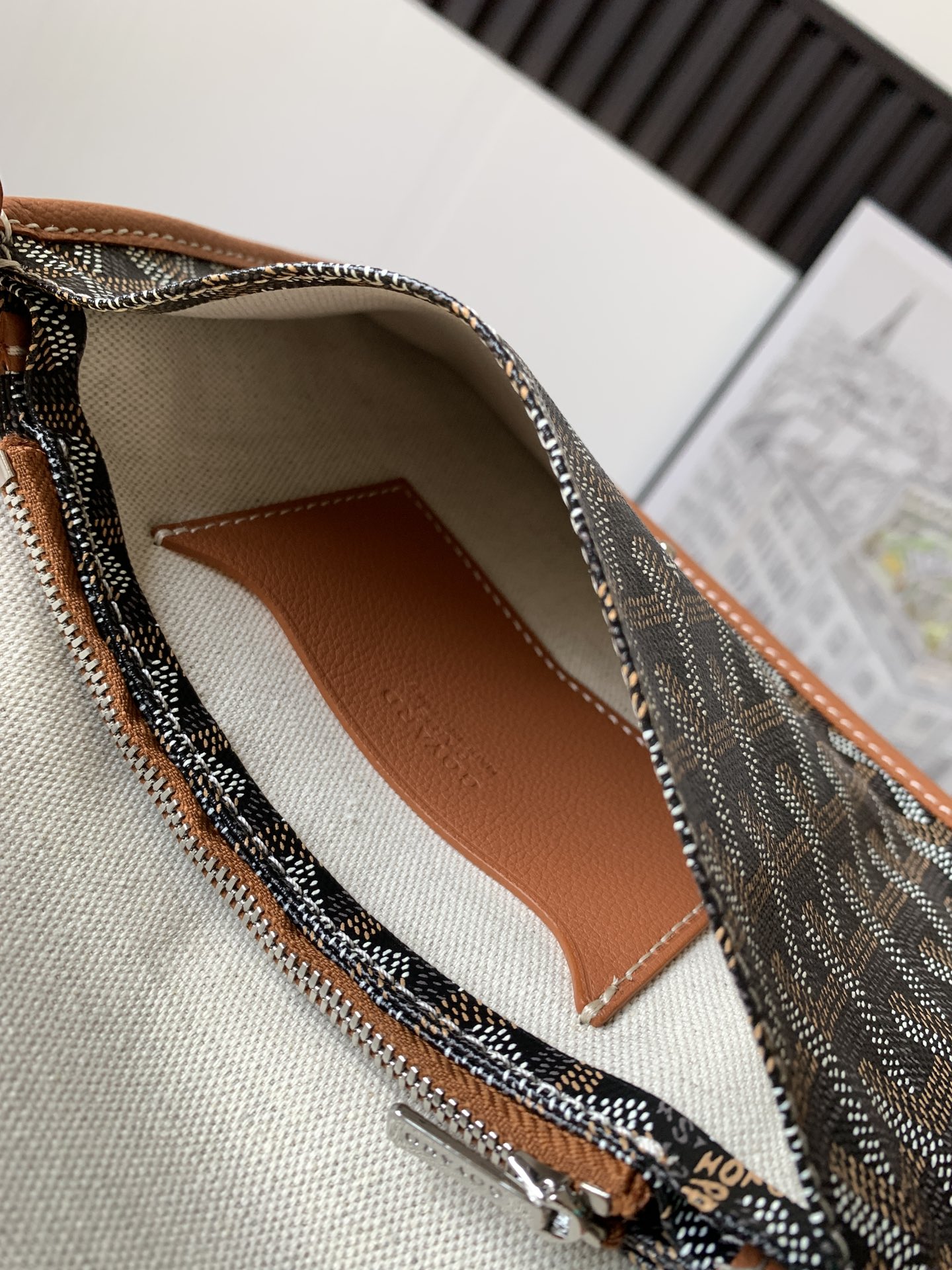 GOYARD Goyardine Plumet Wallet Clutch brown 1051581