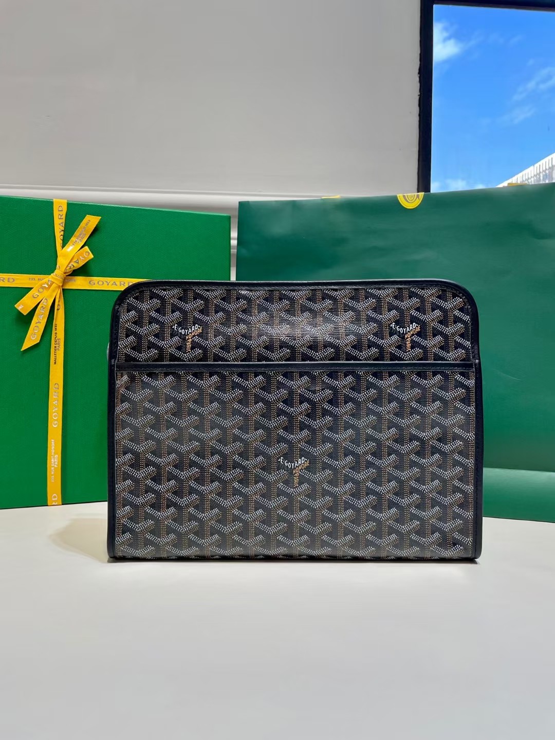 Goyard Jouvence Toiletry Pouch Goyardine GM Black in Coated