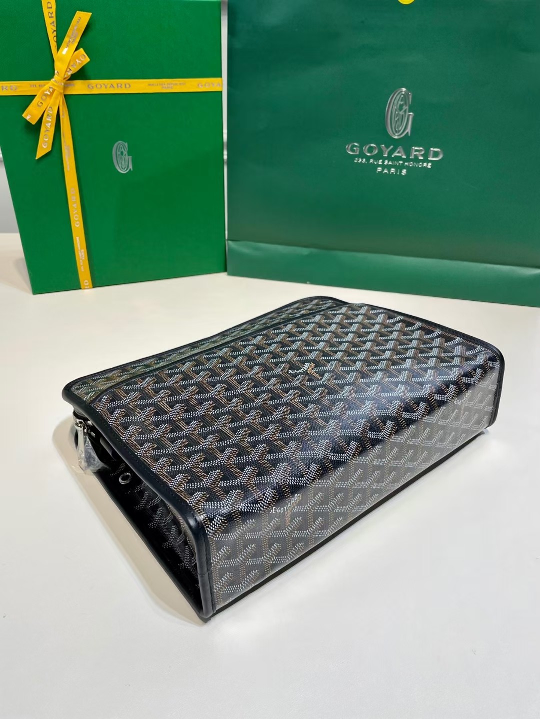 Goyard Jouvence Toiletry Pouch Goyardine GM Black in Coated