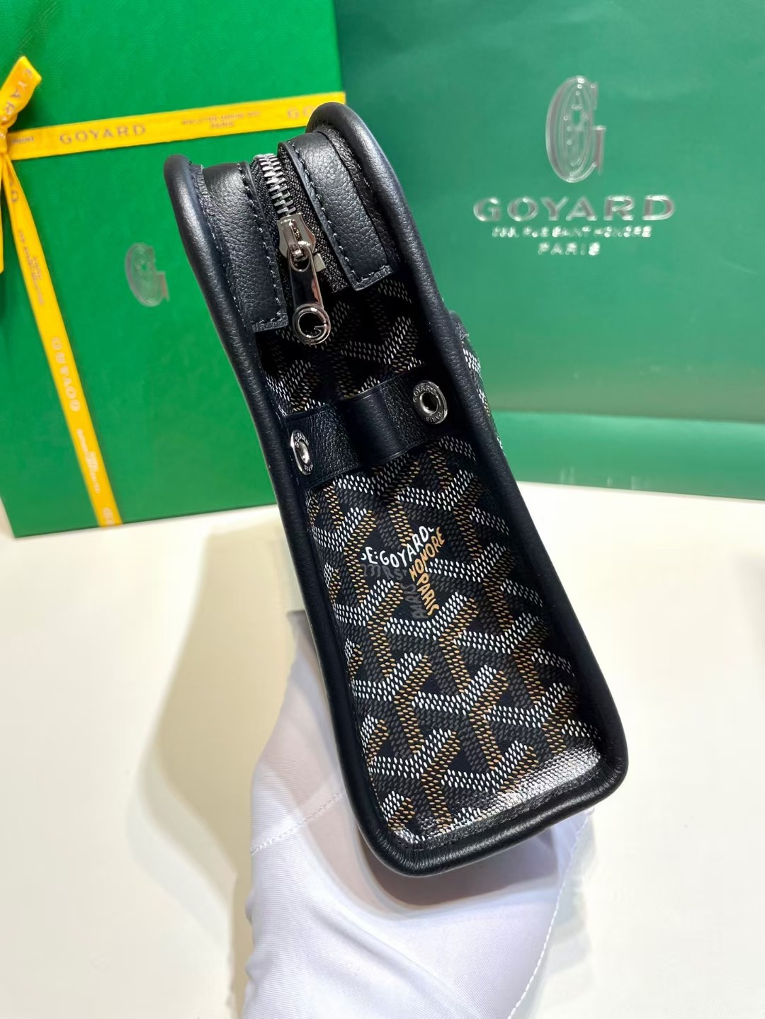 Goyard Jouvence Toiletry Pouch Goyardine GM Black in Coated