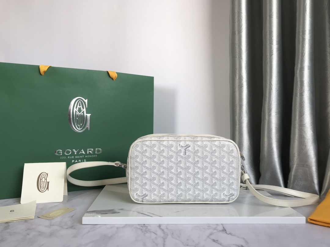 Goyard Cup Vert PM Shoulder Bag White Leather Cloth
