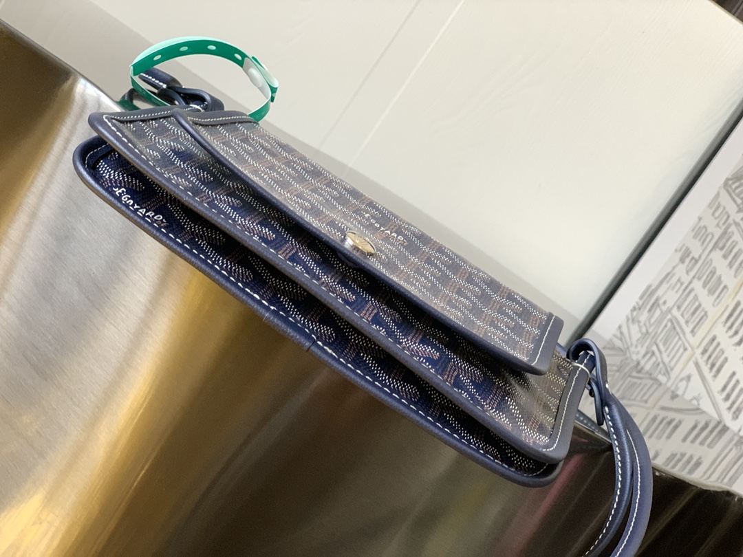 Goyard blue navy Goyardine Canvas Plumet Pocket Wallet |