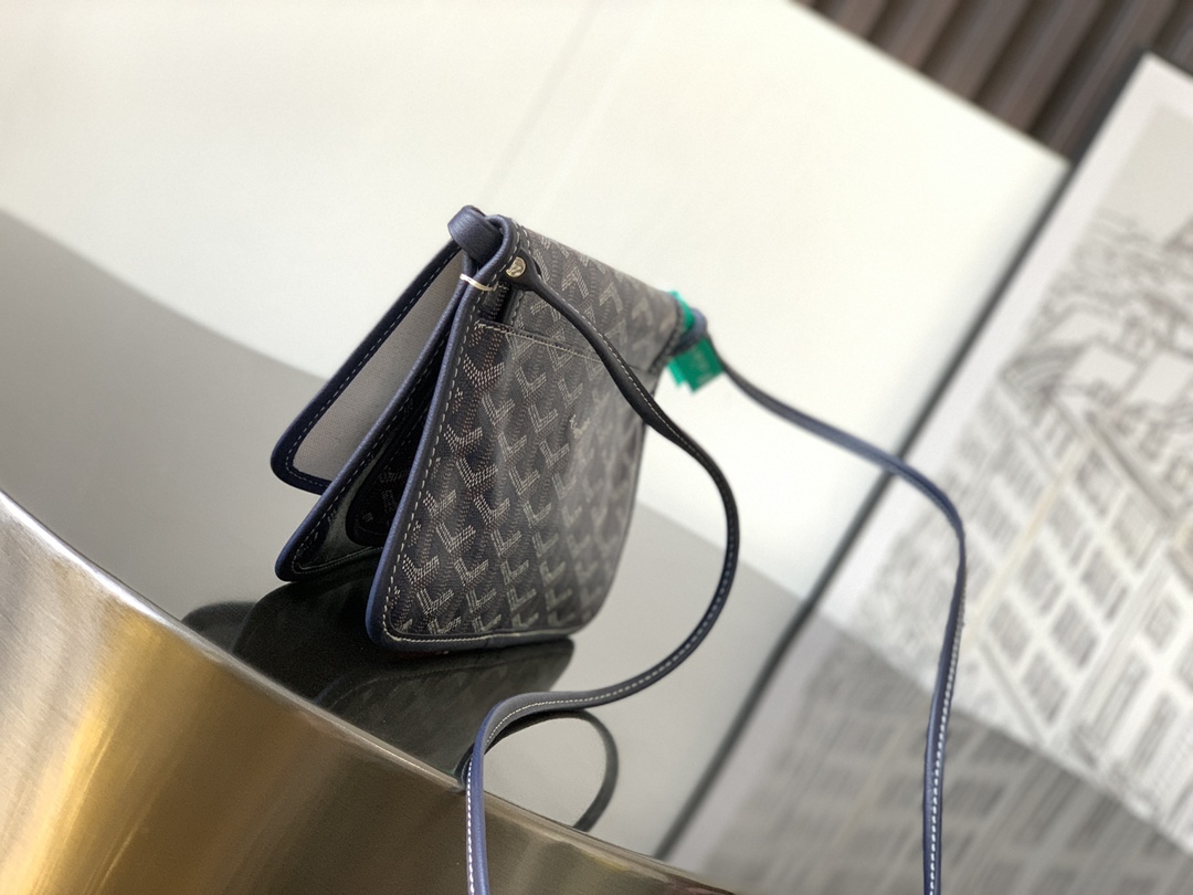 Goyard blue navy Goyardine Canvas Plumet Pocket Wallet |