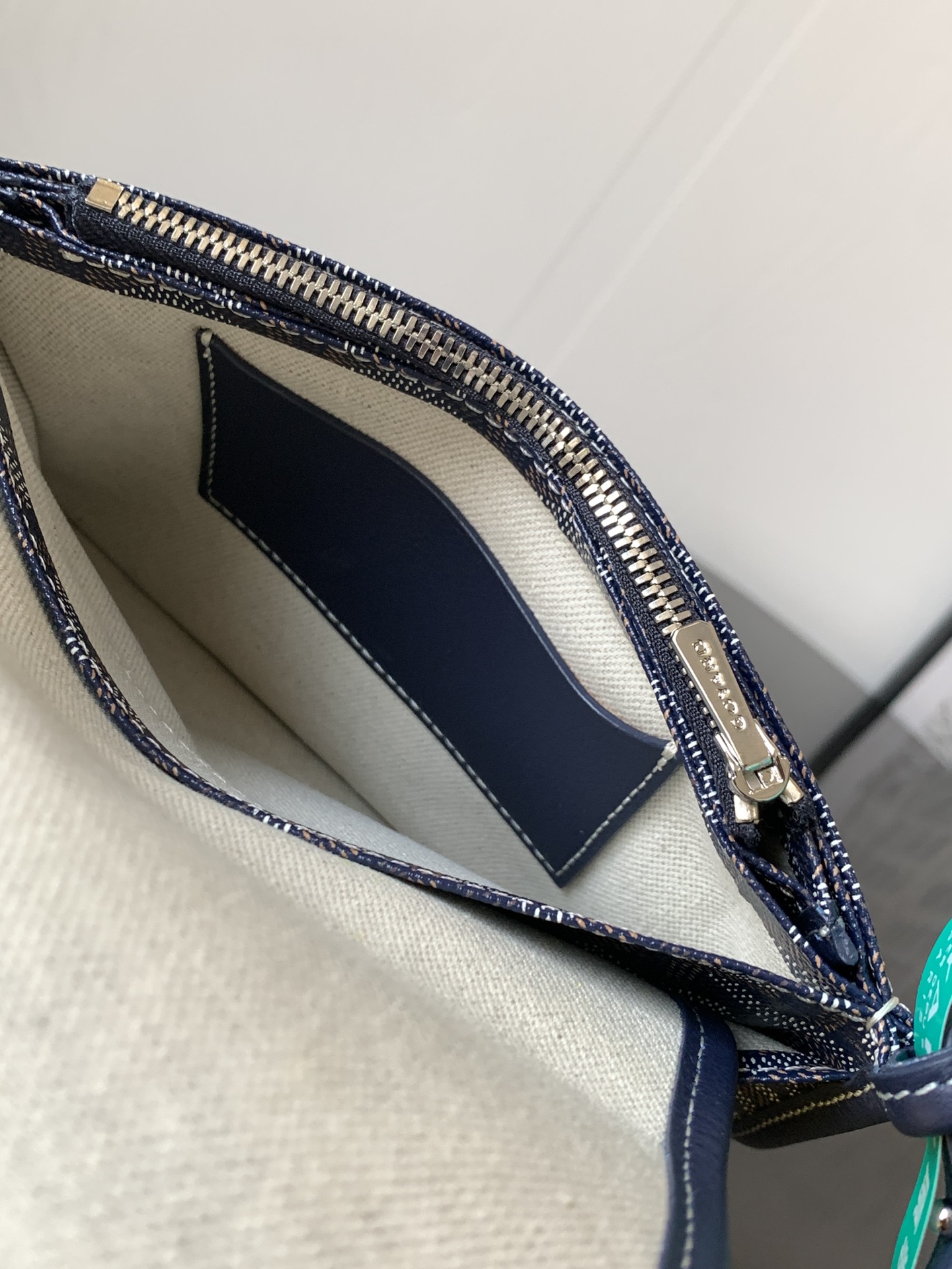 Goyard blue navy Goyardine Canvas Plumet Pocket Wallet |