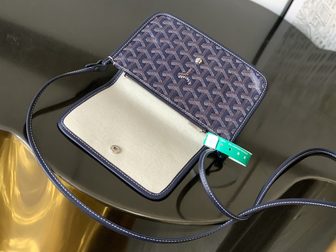 Goyard blue navy Goyardine Canvas Plumet Pocket Wallet |