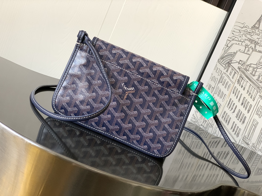 Goyard blue navy Goyardine Canvas Plumet Pocket Wallet |