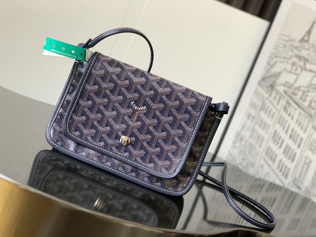 Goyard blue navy Goyardine Canvas Plumet Pocket Wallet |