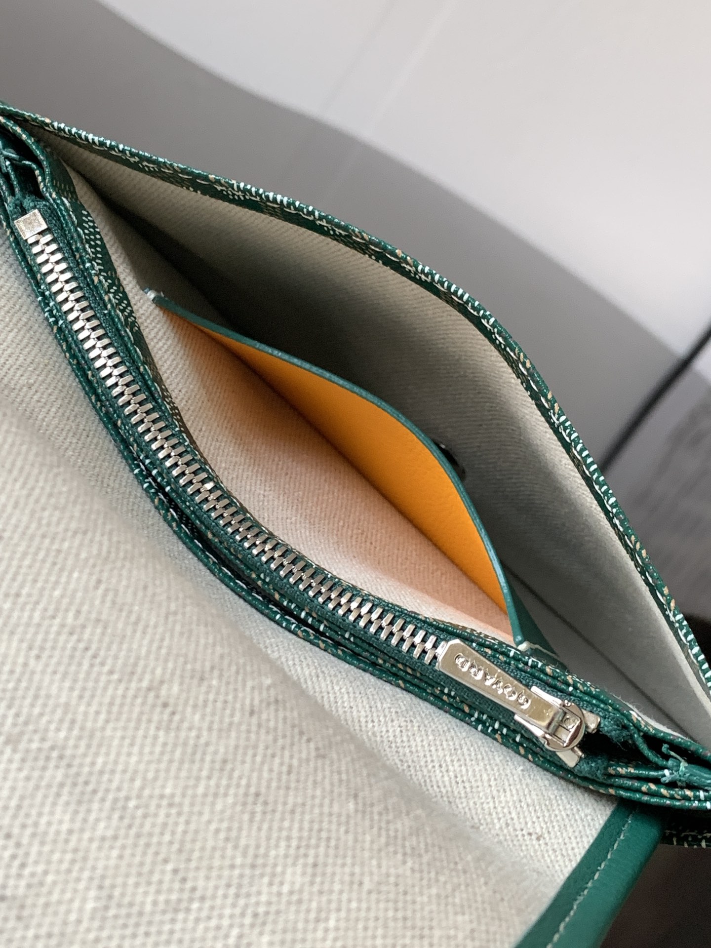 GOYARD Goyardine Plumet Wallet Clutch Green 1051581