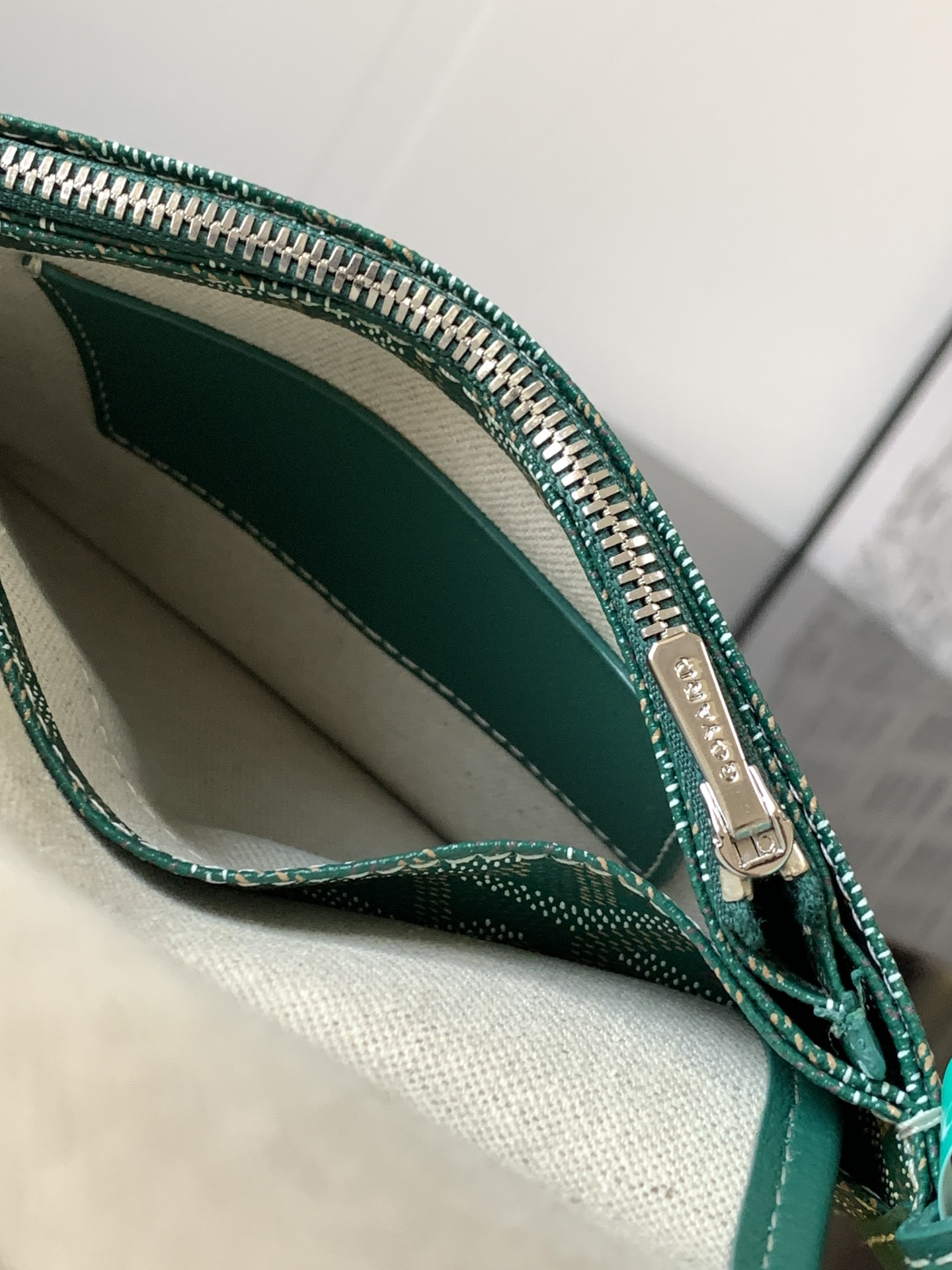GOYARD Goyardine Plumet Wallet Clutch Green 1051581