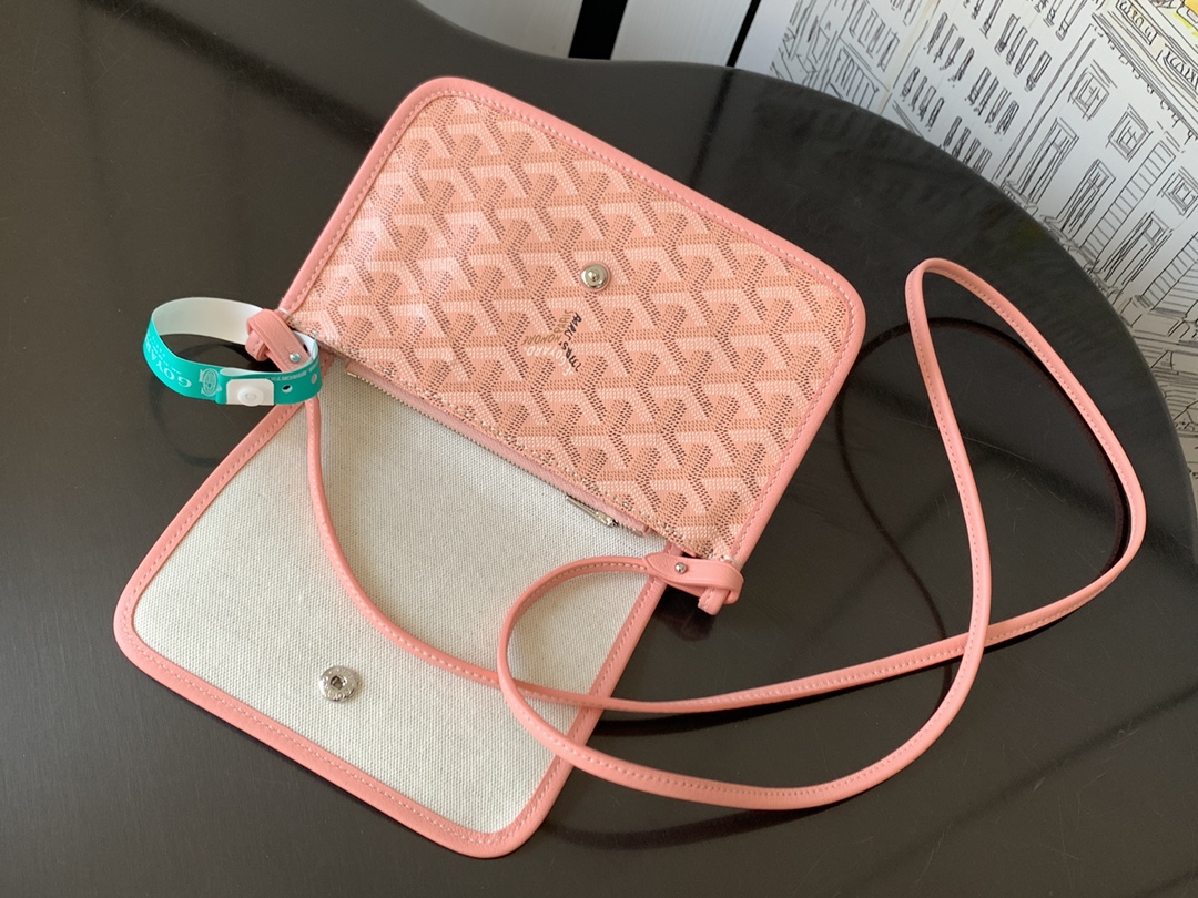 Goyard Pink Goyardine Canvas Plumet Pocket Wallet |