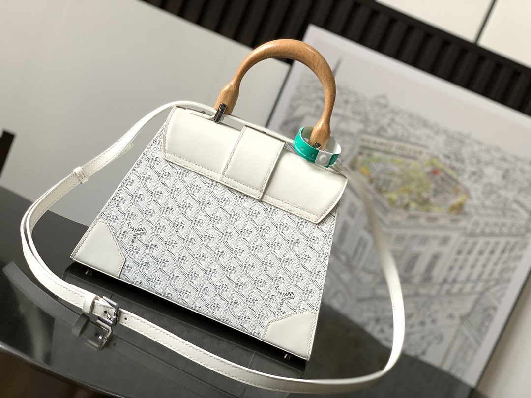 Goyard White Goyardine Saigon Structured PM Cloth Cloth