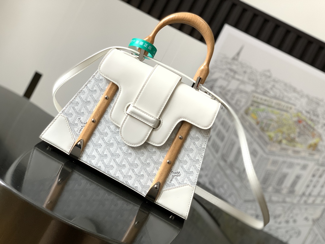 Goyard White Goyardine Saigon Structured PM Cloth Cloth