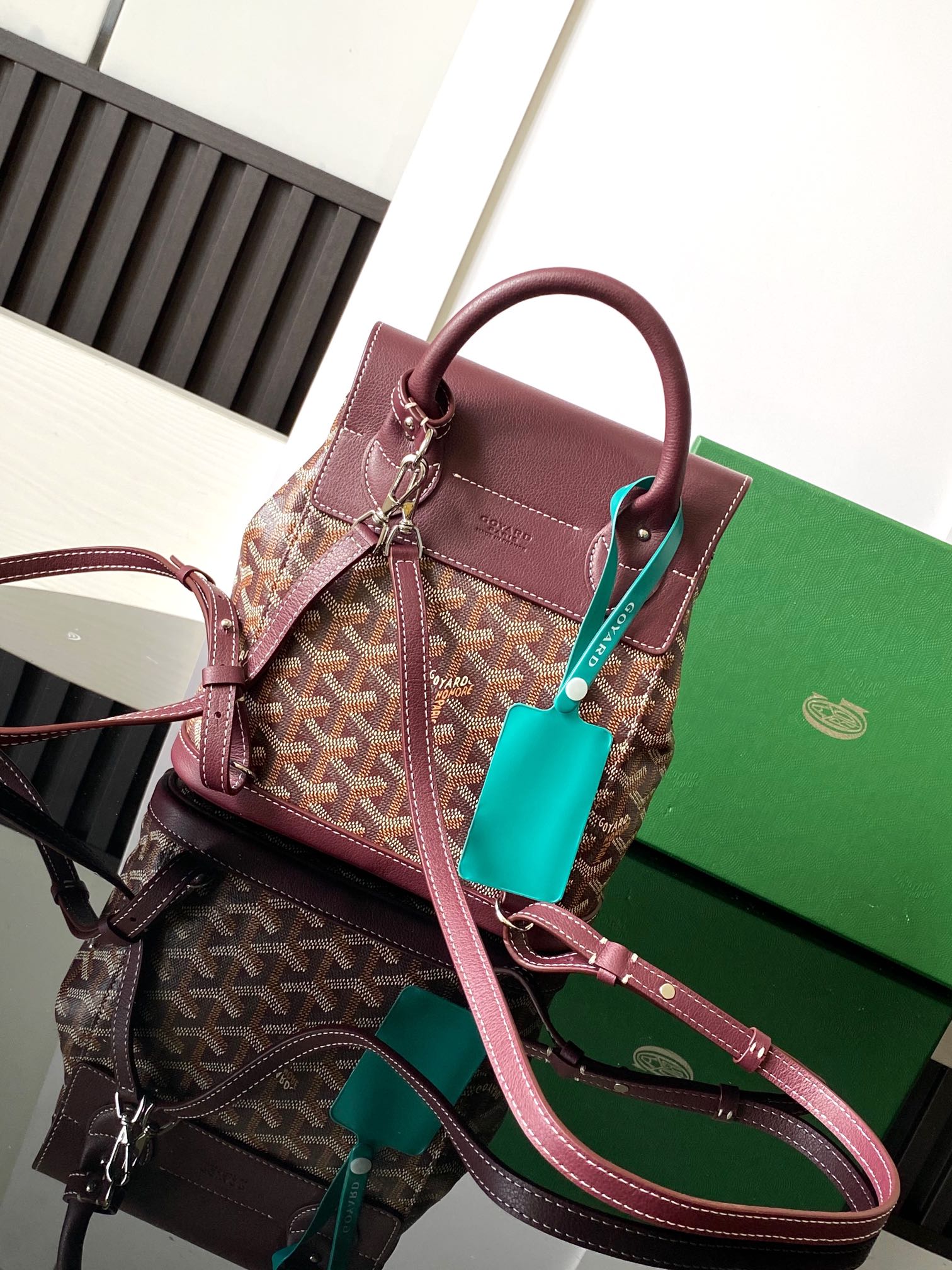 Goyard Bordeaux Chevron Print Coated Canvas Alpin Mini Backpack Bag