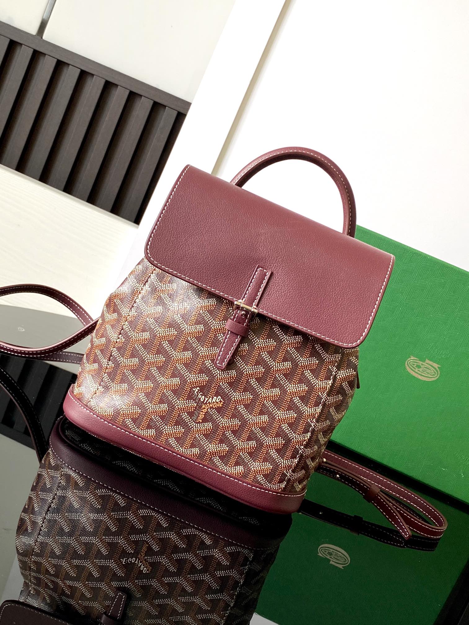 Goyard Bordeaux Chevron Print Coated Canvas Alpin Mini Backpack Bag