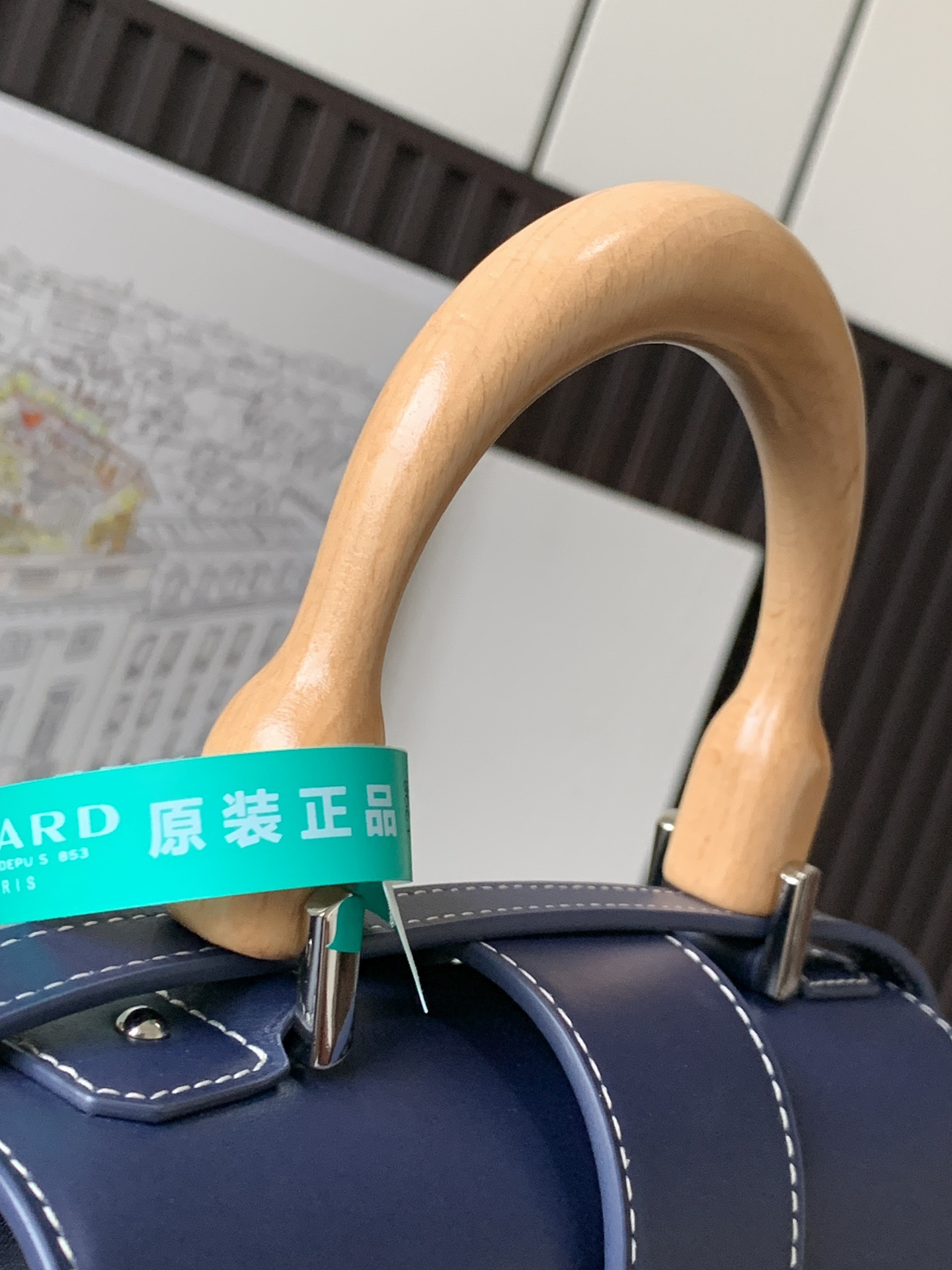 Goyard Saigon Structure PM Navy Blue Goyardine Palladiu