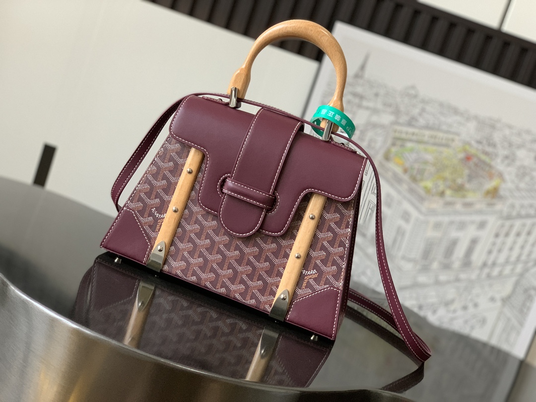 Goyard Burgundy Goyardine “Saigon” PM Top Handle Bag