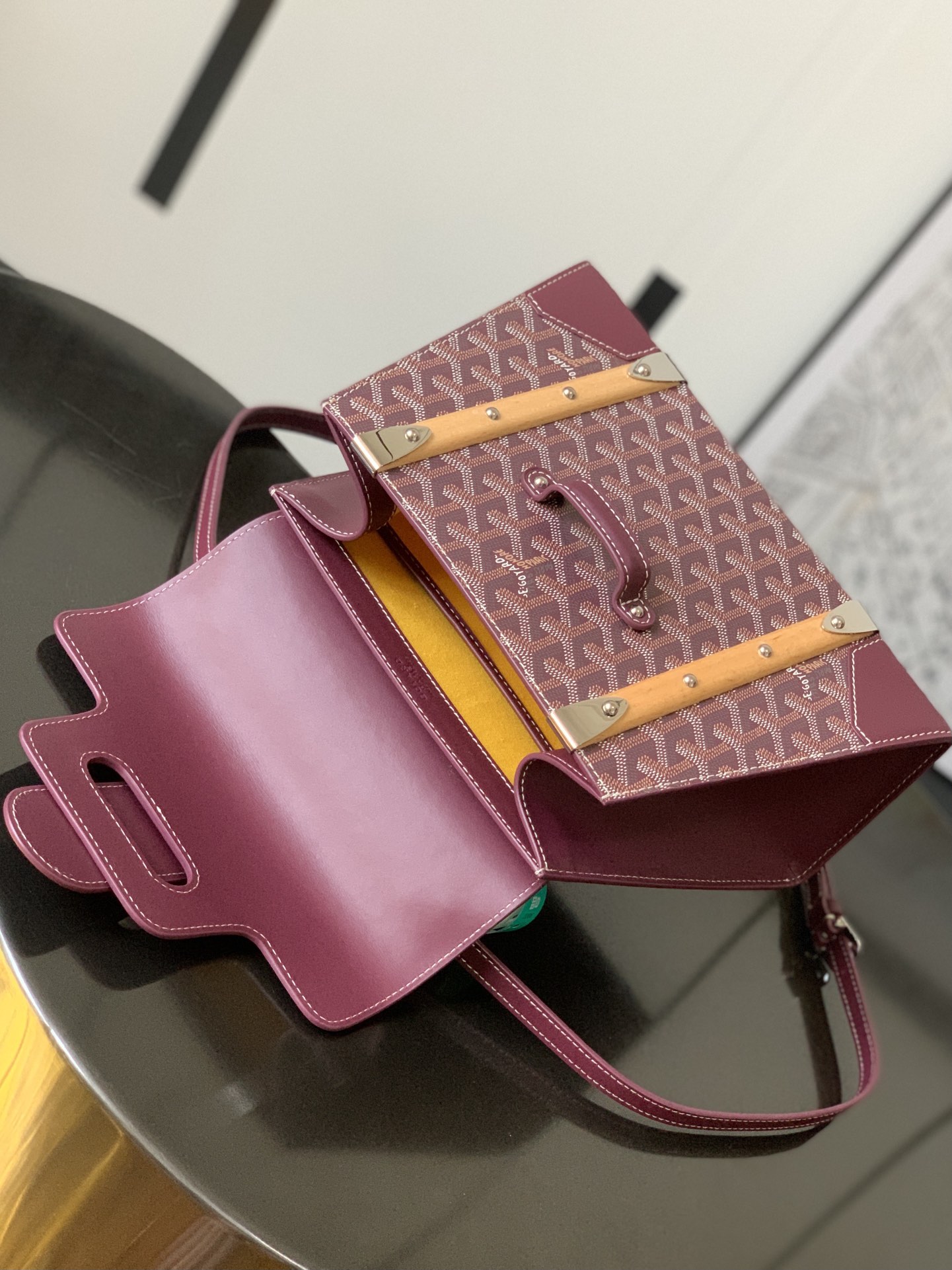 Goyard Burgundy Goyardine "Saigon" PM Top Handle Bag