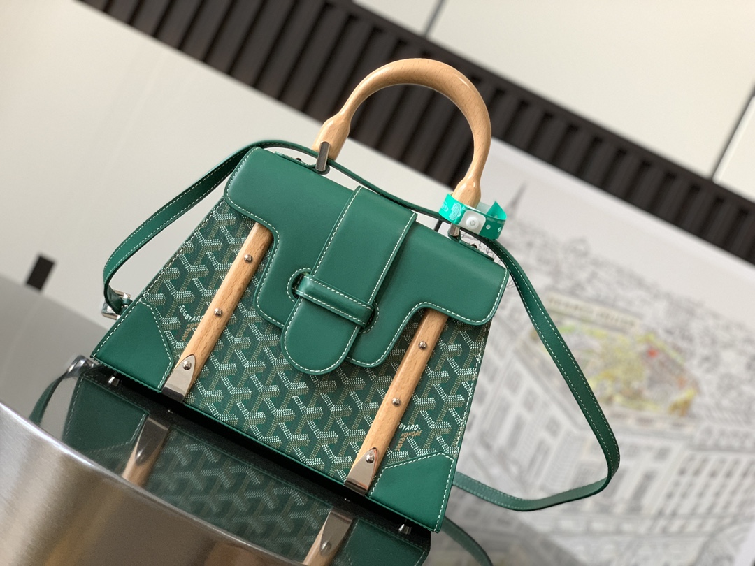 GOYARD Saigon Structure Mini Hand Shoulder Bag PVC green