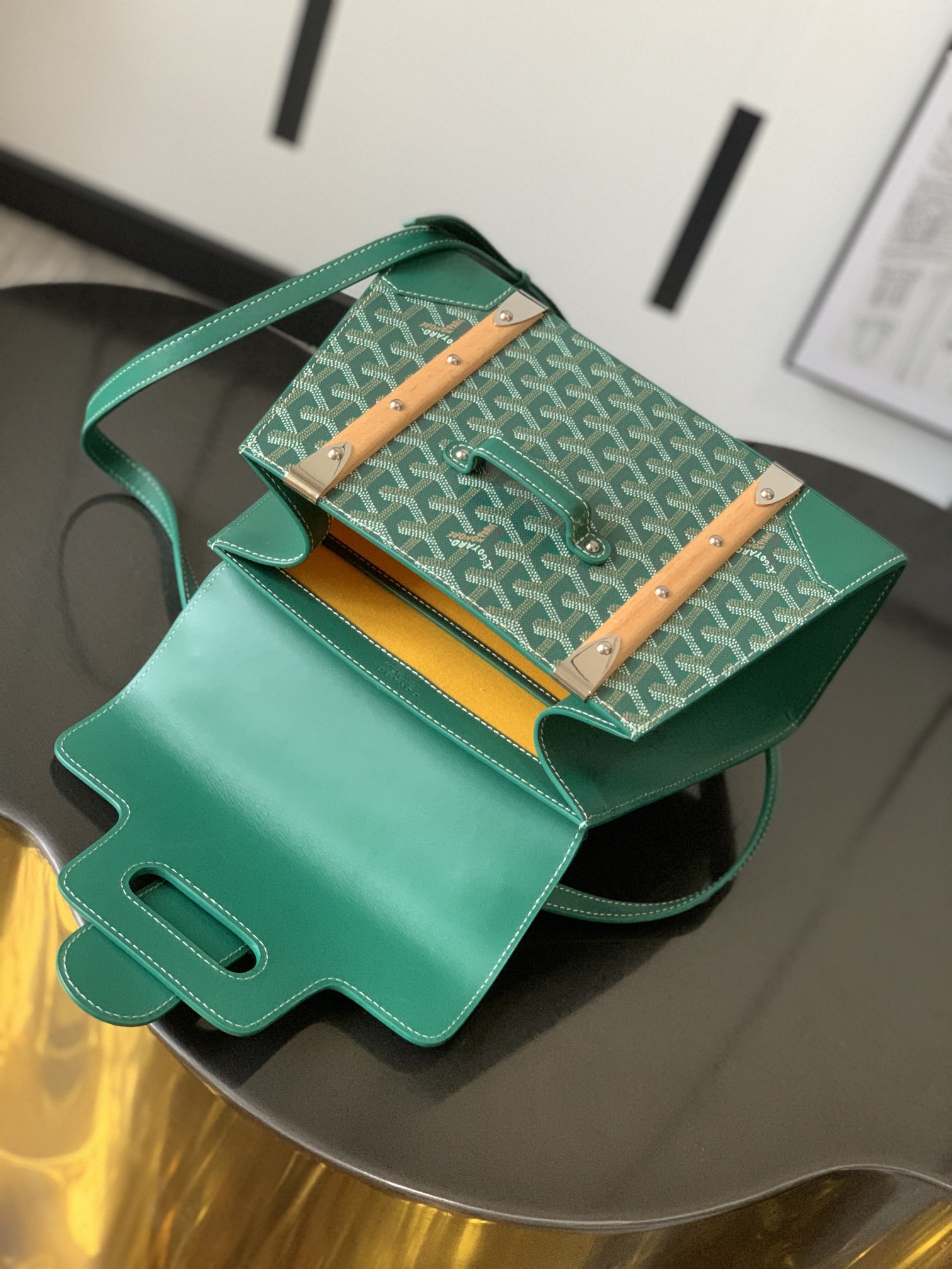 GOYARD Saigon Structure Mini Hand Shoulder Bag PVC green