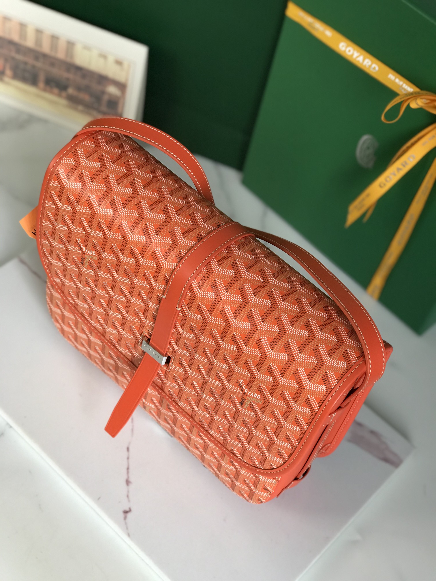 Goyard Goyardine Belvedere II Orange MM Messenger Bag