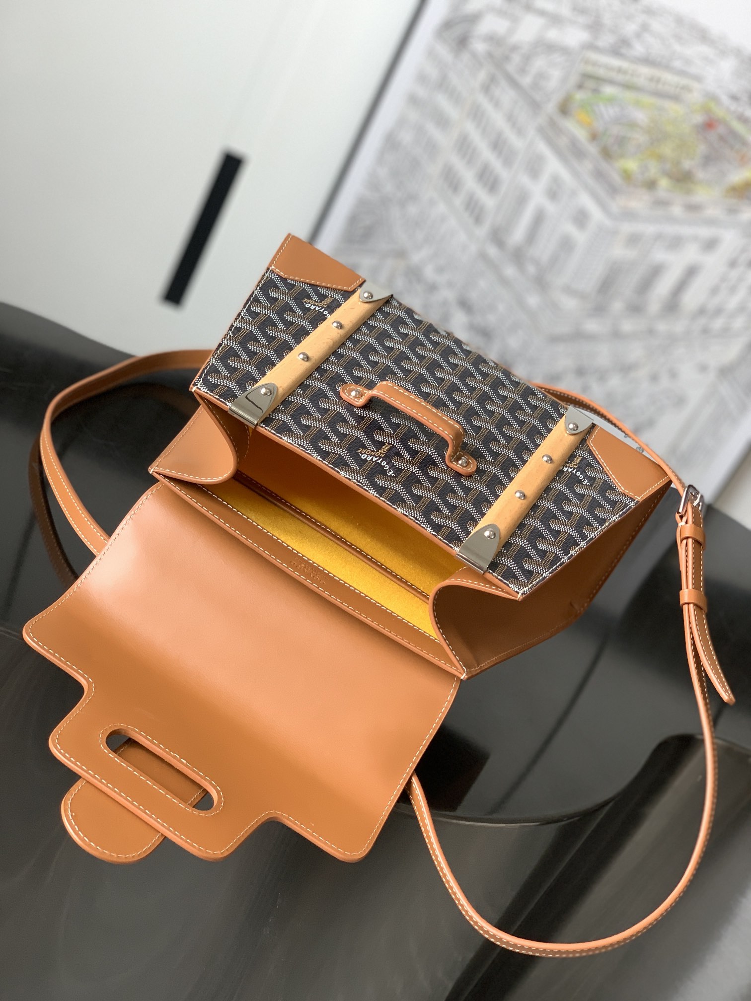 Goyard Brown Goyardine Coated Canvas and Leather Saigon PM Top Handle Bag Goyar