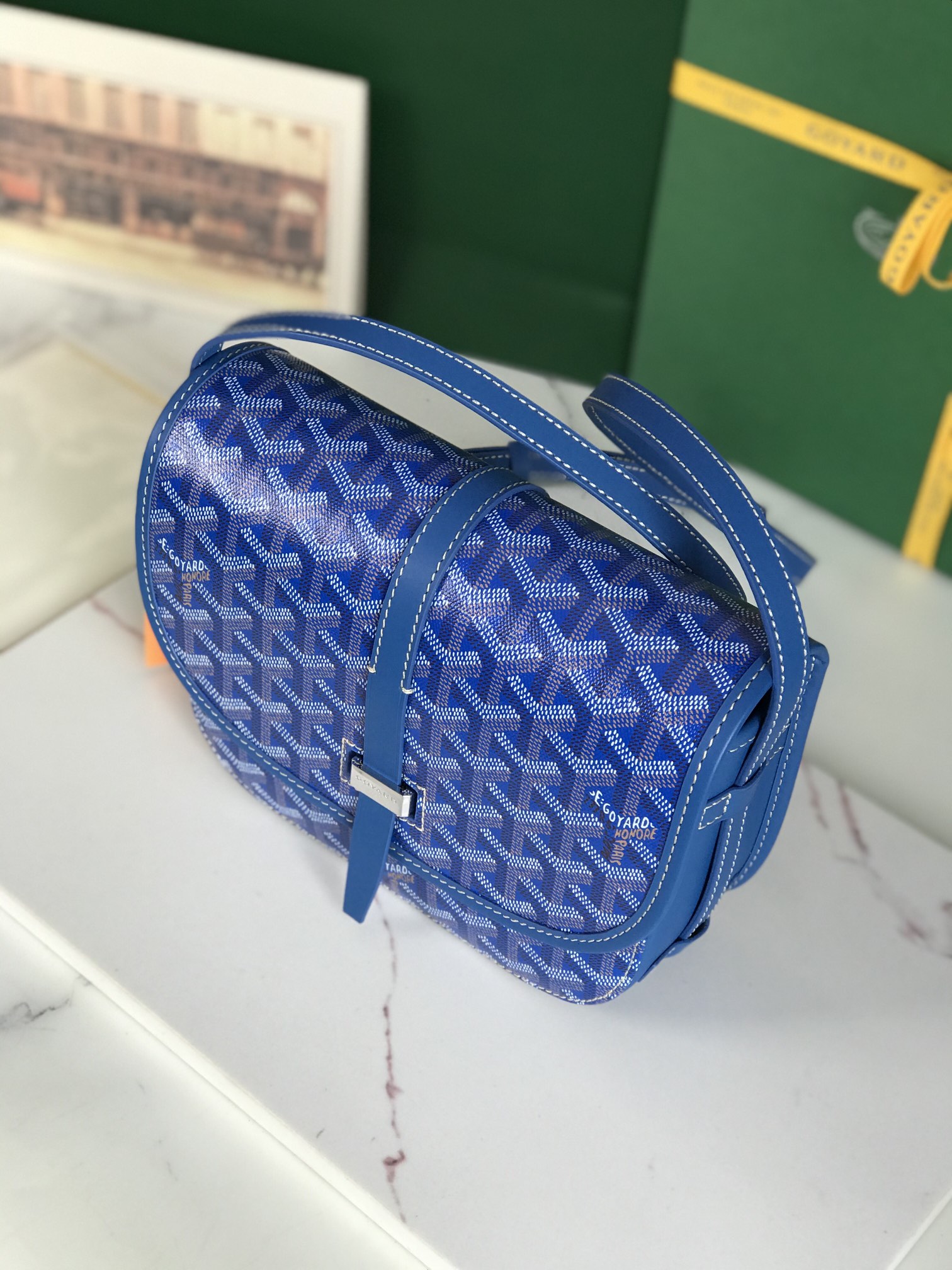 Goyard Toile Goyardine Bleue Belvédère PM ref.1326531