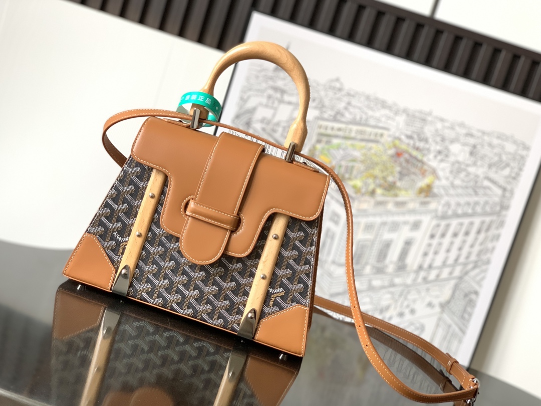 Goyard Brown Goyardine Coated Canvas and Leather Saigon PM Top Handle Bag Goyar