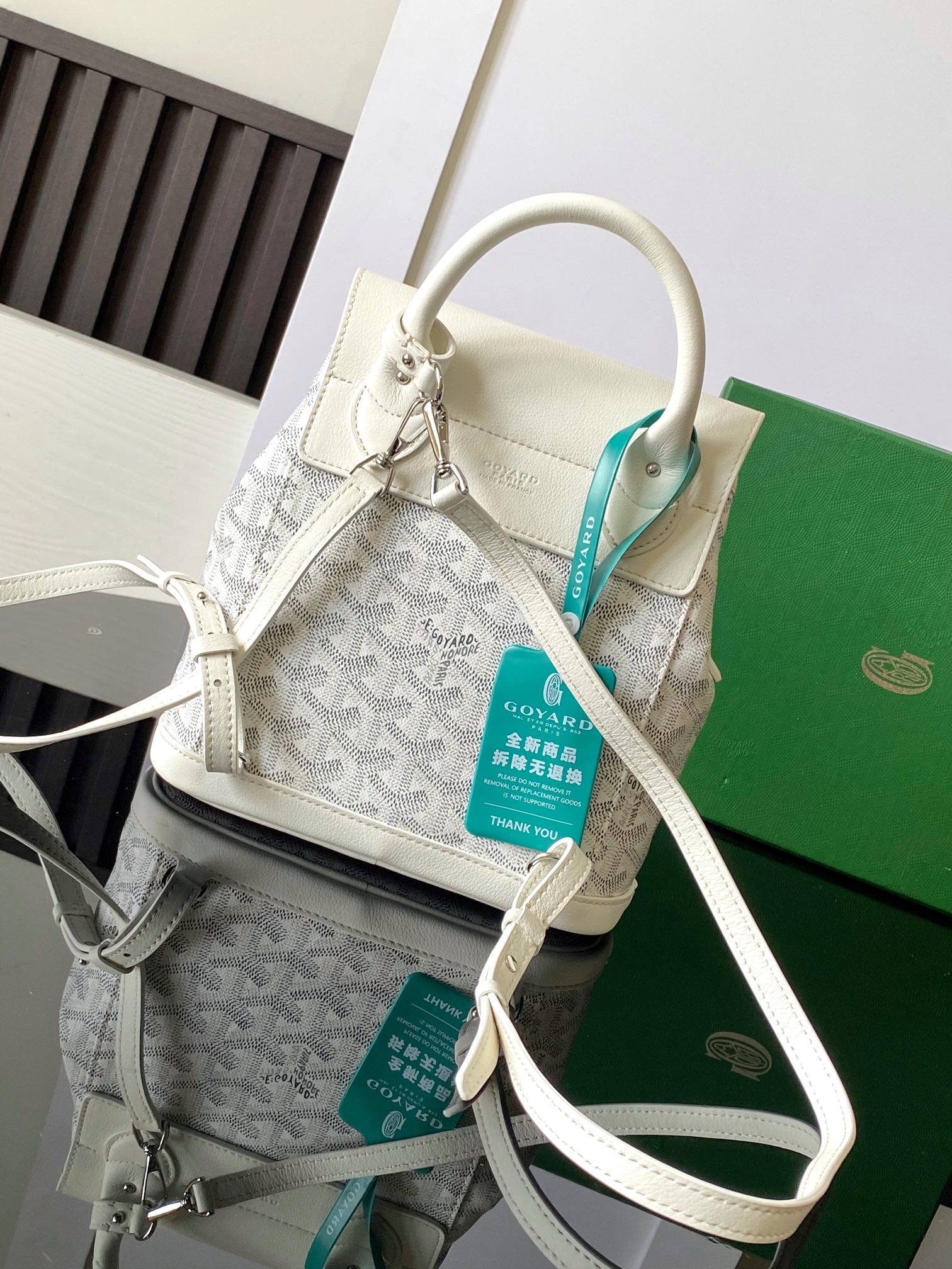Goyard Alpin Mini 3WAY Leather Backpack Black white