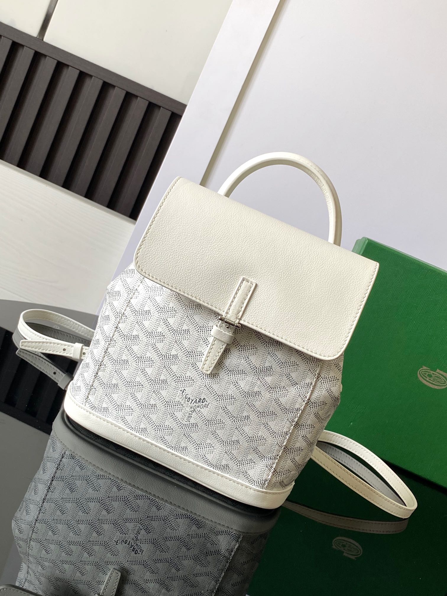 Goyard Alpin Mini 3WAY Leather Backpack Black white