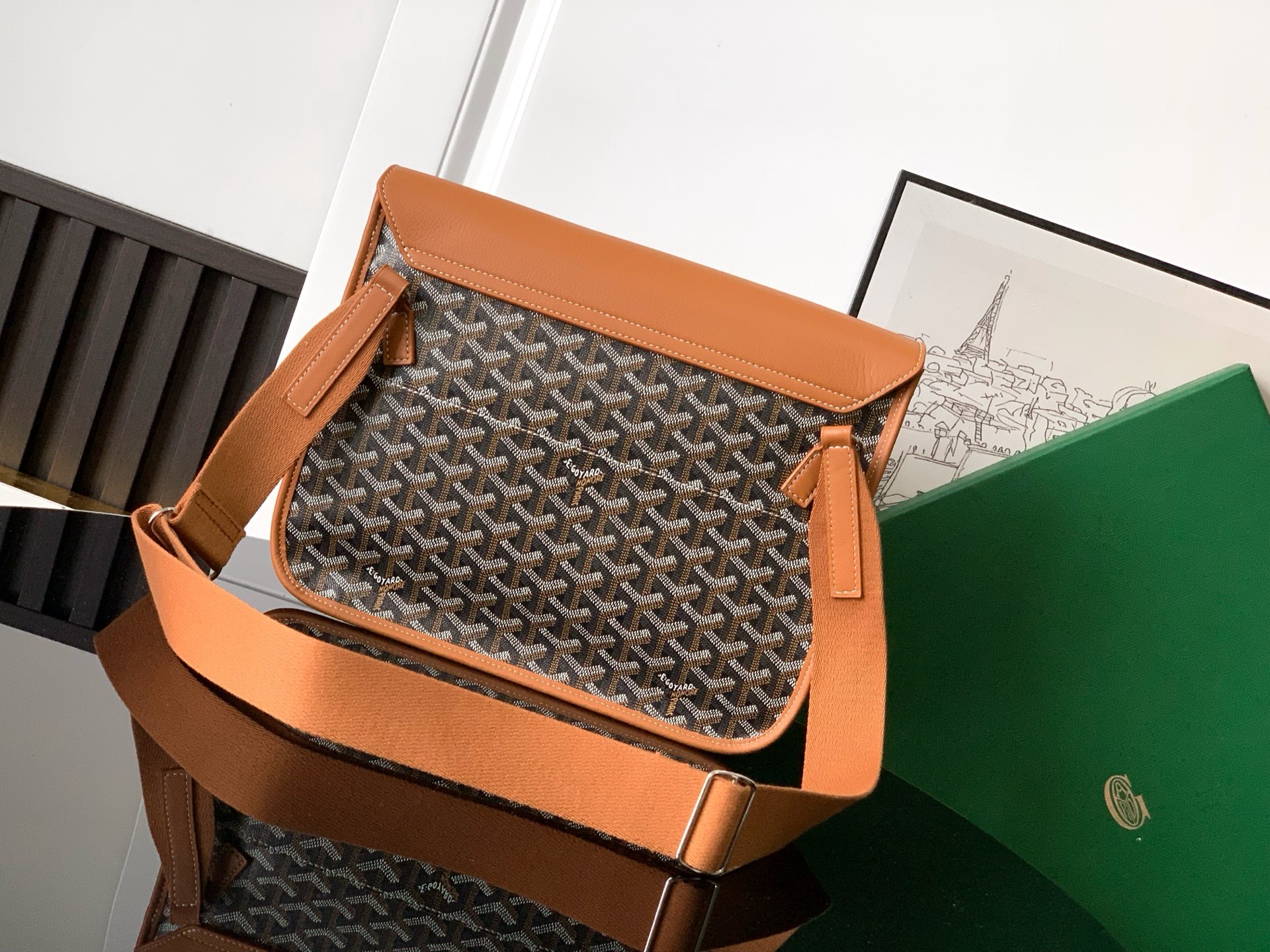 GOYARD Goyardine Coursier Messenger Bag black brown